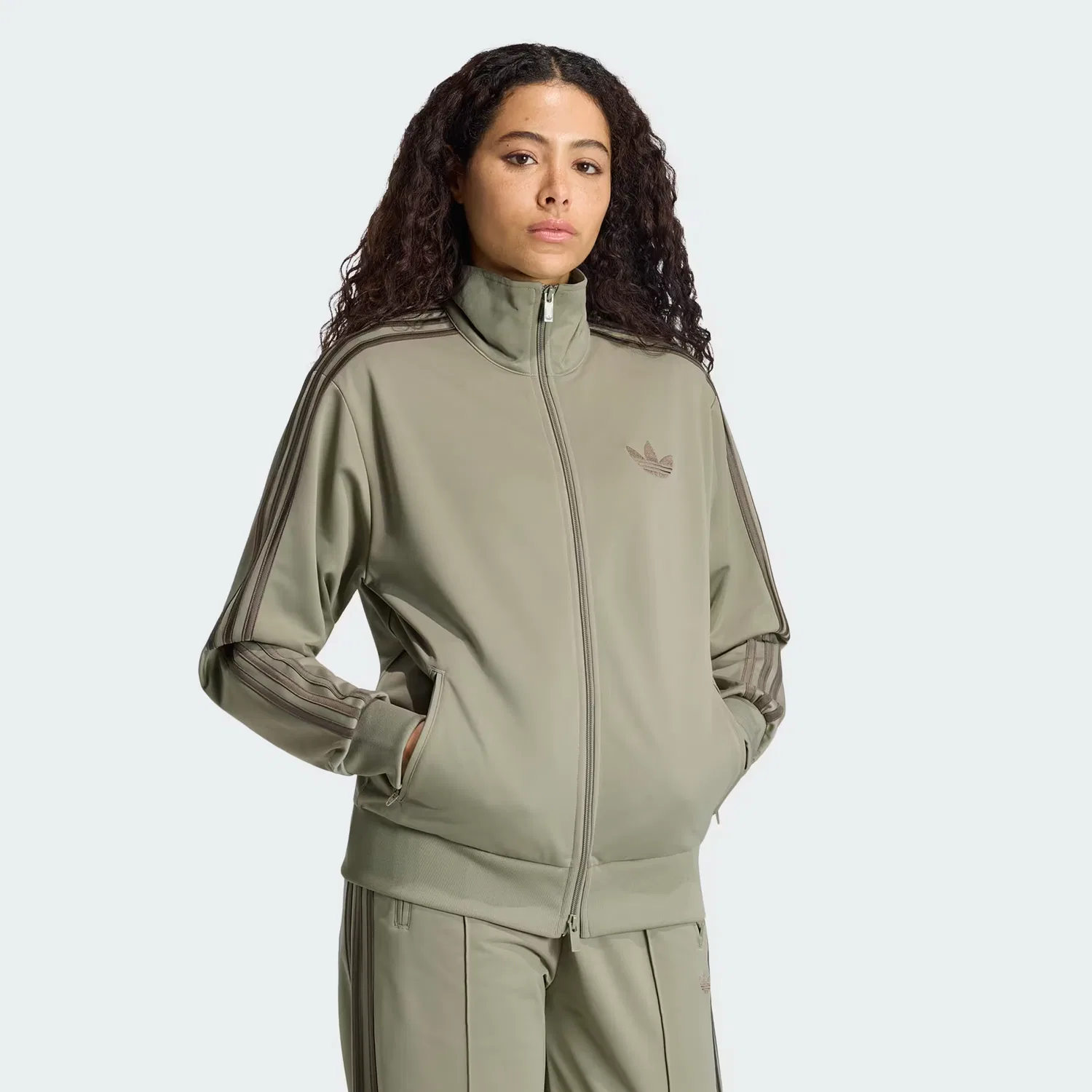 Женская олимпийка свободного кроя Firebird Track Top Loose Adidas Originals, серебристо-серый/оливковый