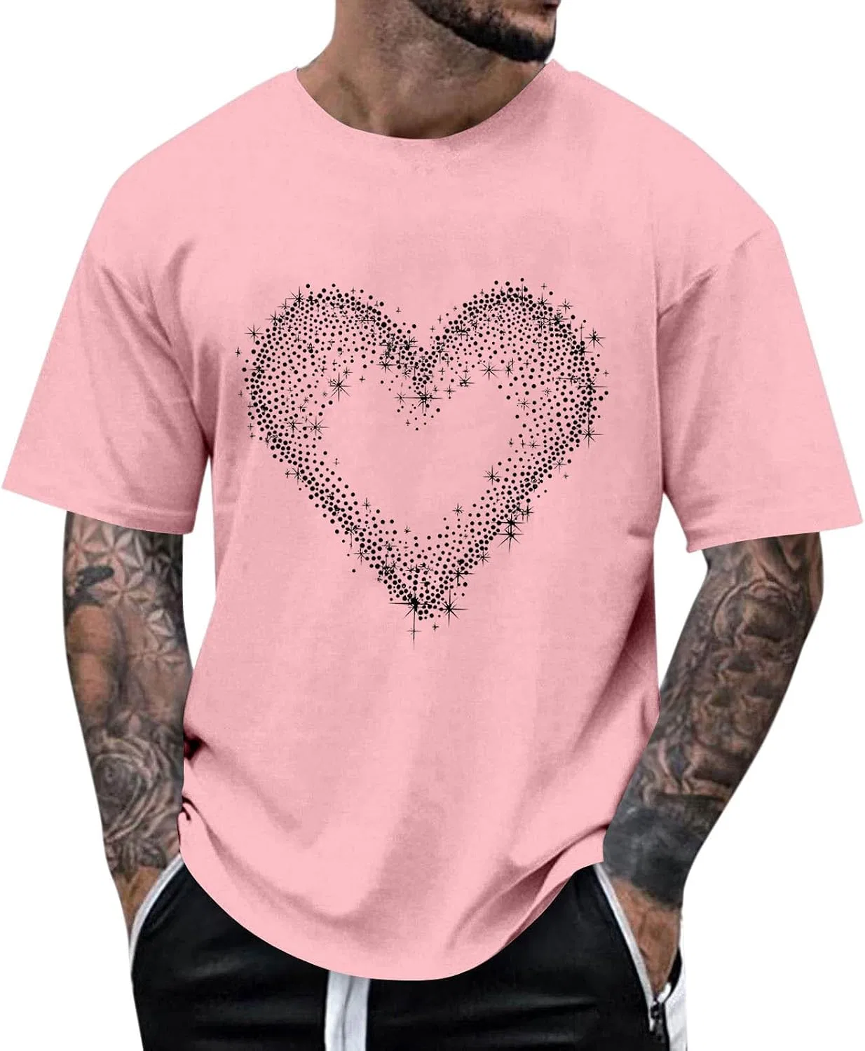Мужская футболка с принтом Love Heart, Pink