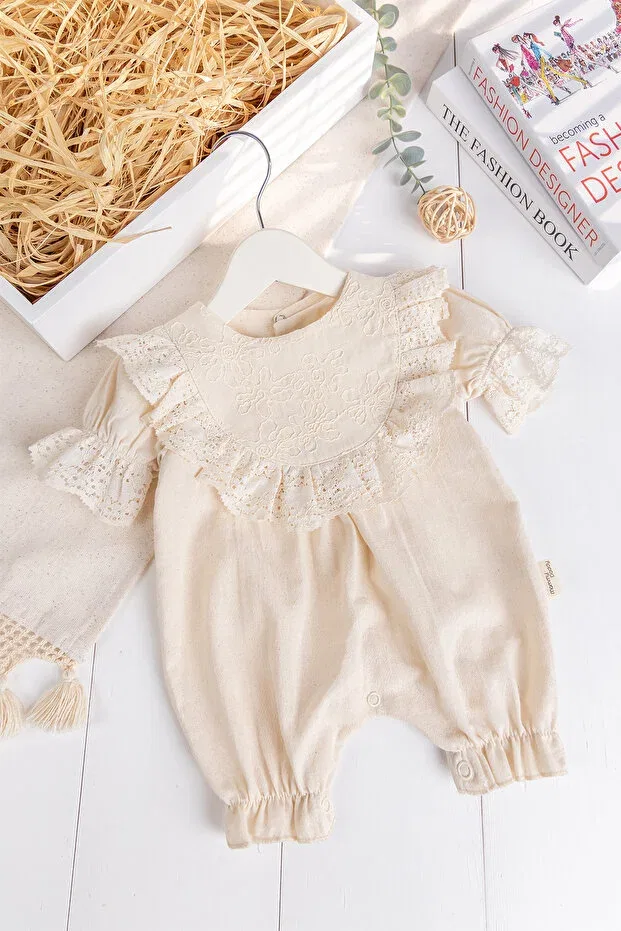 Детское боди-комбинезон для девочек с оборками Babymod, Cream
