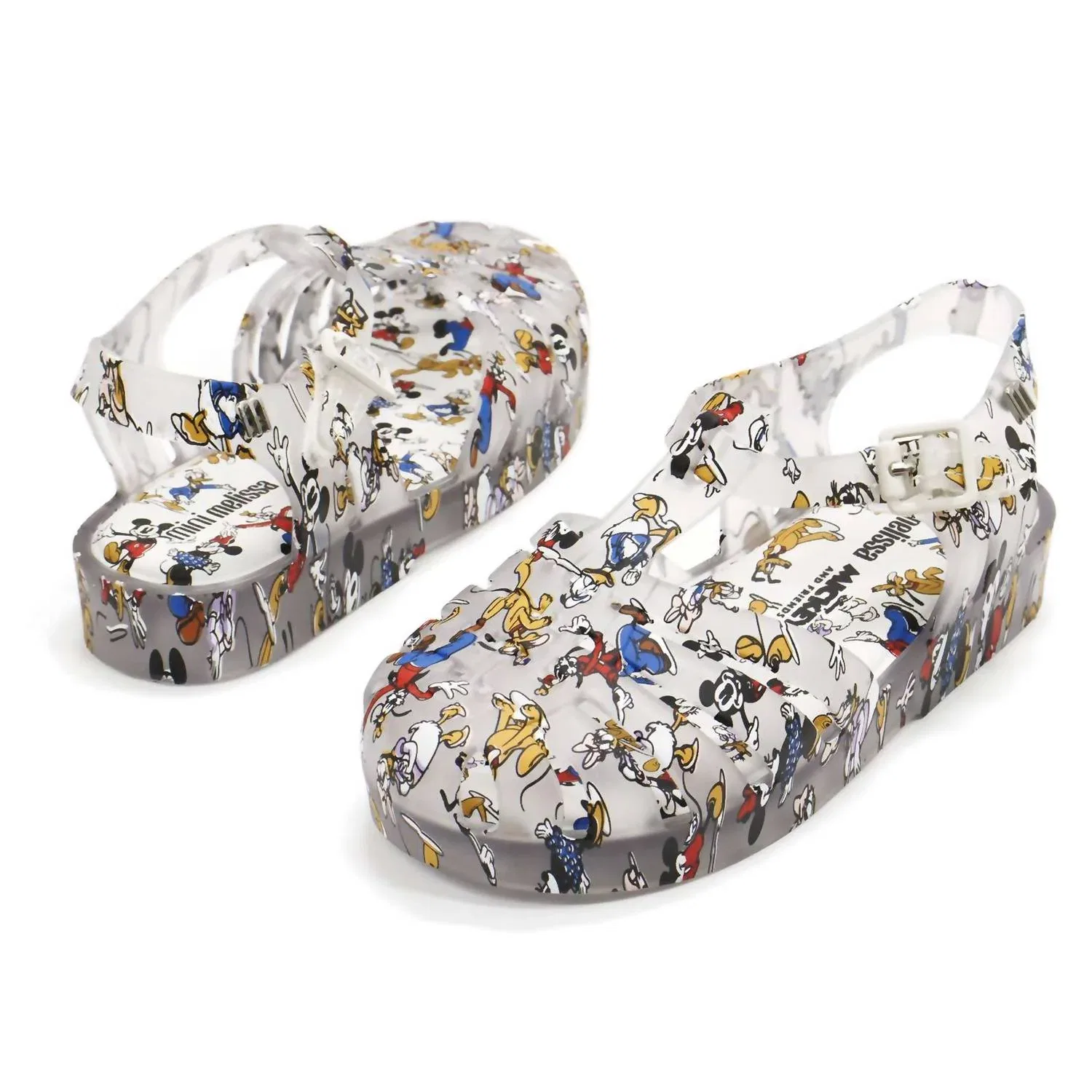 Детские сандалии-слипоны с пряжкой и принтом Mickey Mini Melissa, Clear — фото 3