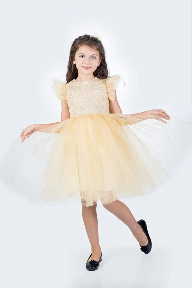 Детское платье для девочек кружевное Roza lace tutu Mnk Baby&Kids, Beige — фото 3