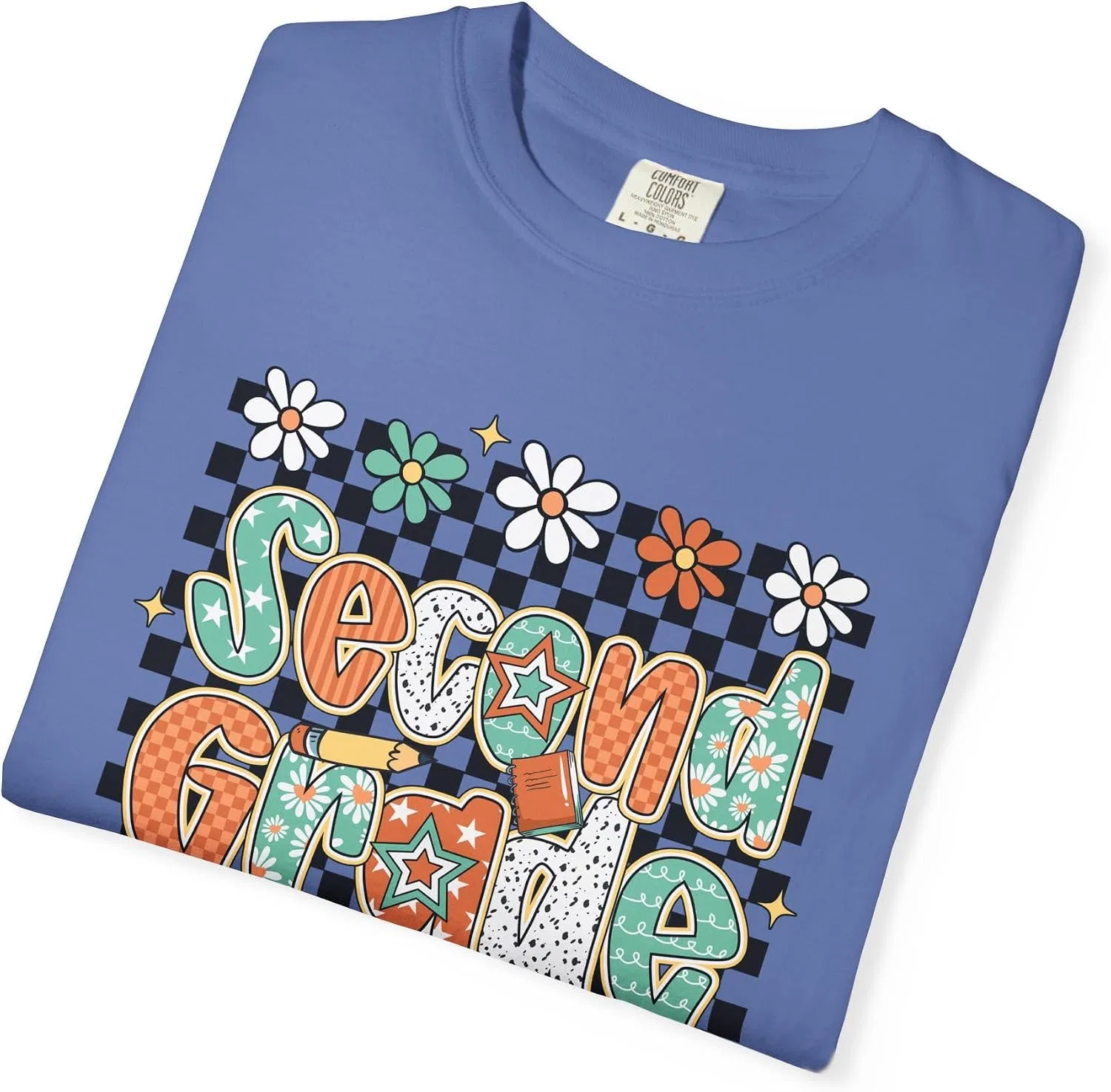 Футболка ретро Second Grade Teacher Comfort Colors 1717, Mystic Blue — фото 2
