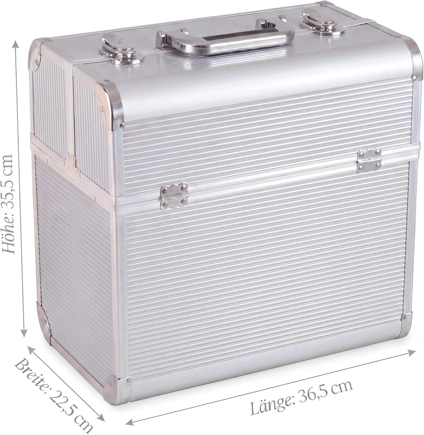 Косметичка профессиональная алюминиевая NAILS FACTORY, 35x22x36 см, Silver — фото 4