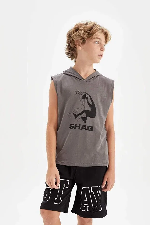Детское белье для мальчиков с принтом Shaquille O'Neal Hooded Undershirt Defacto, Gray-Gr310 — фото 3