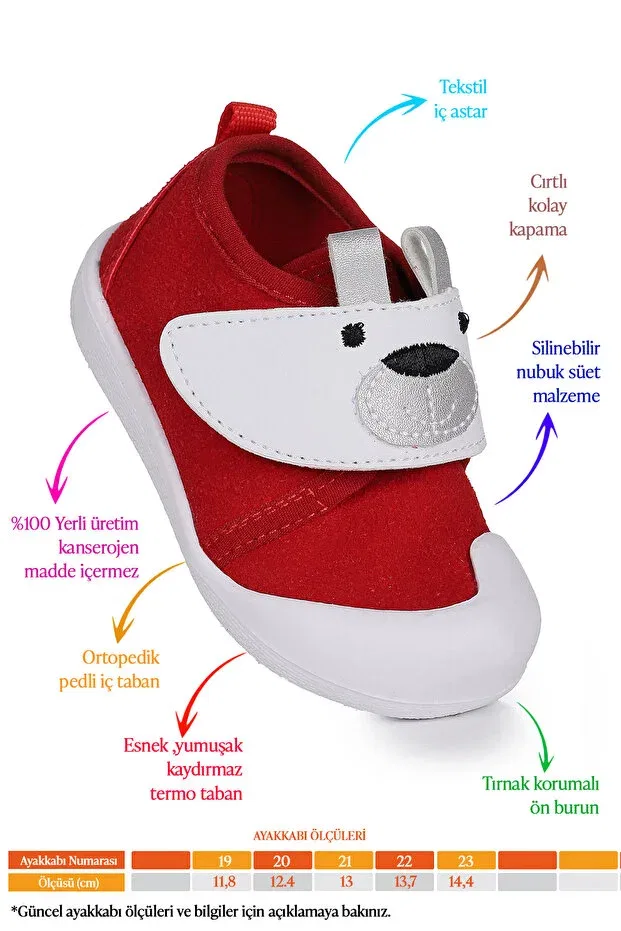 Детские тапочки на липучках Winni baby girl first step velcro slippers shoes Kiko Kids, Red — фото 2