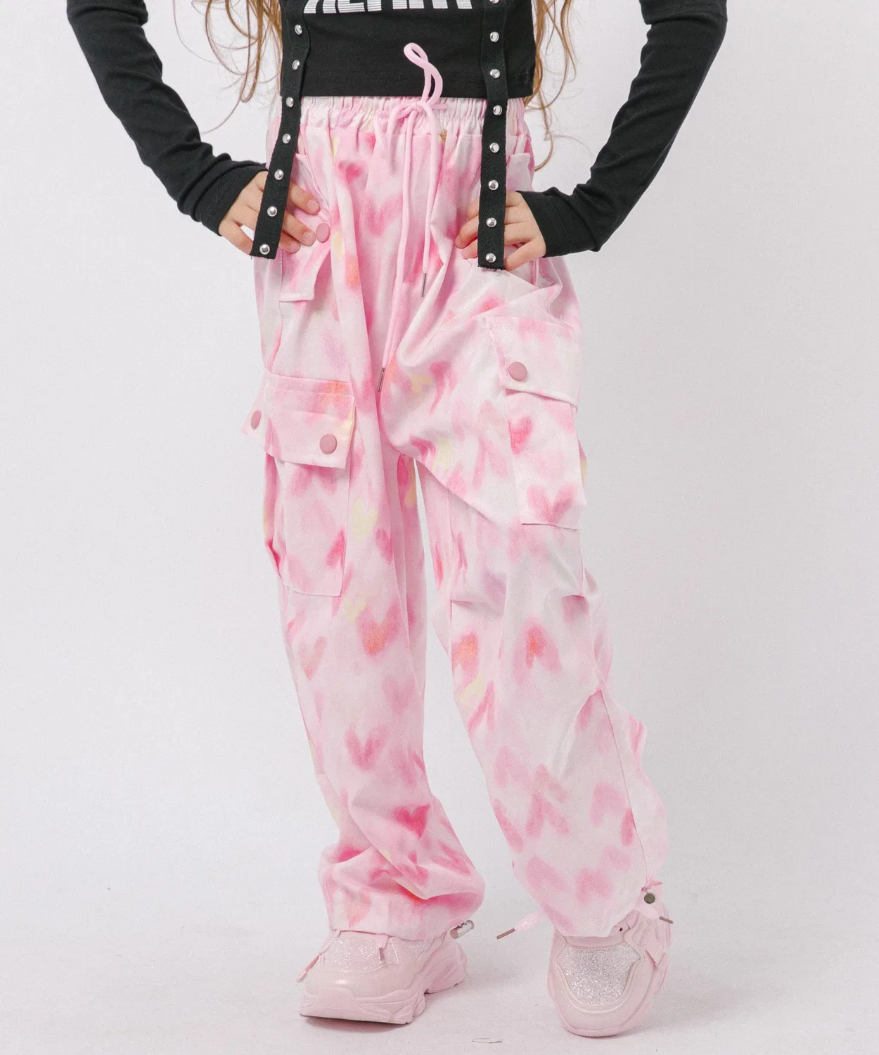 Детские карго-брюки с принтом Heart Print URBAN CHERRY, Pink — фото 2