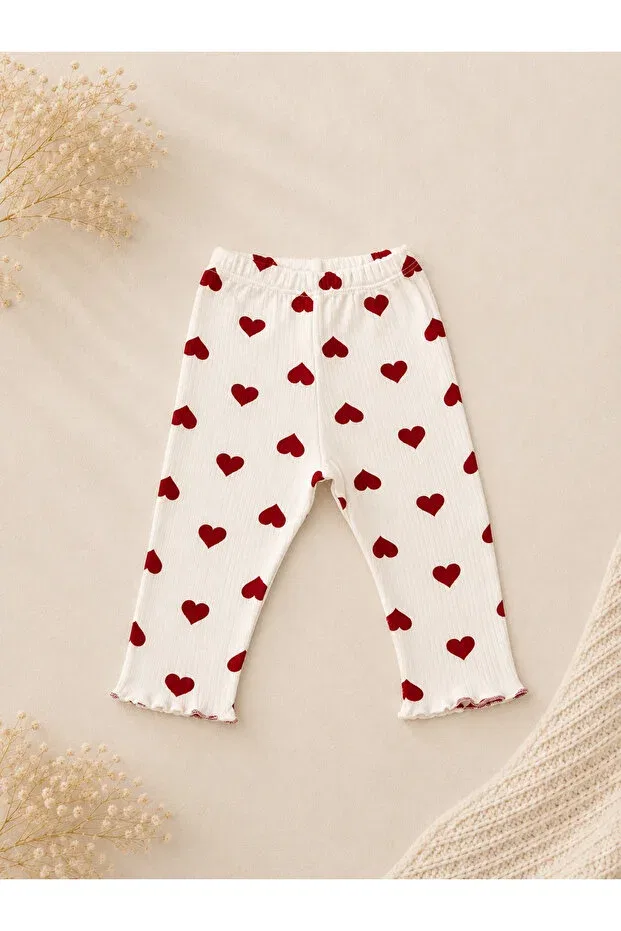 Детский комплект леггинсов для девочек с принтом Heart-Patterned 3-piece cotton baby girl tights set Minimissbaby, White — фото 3