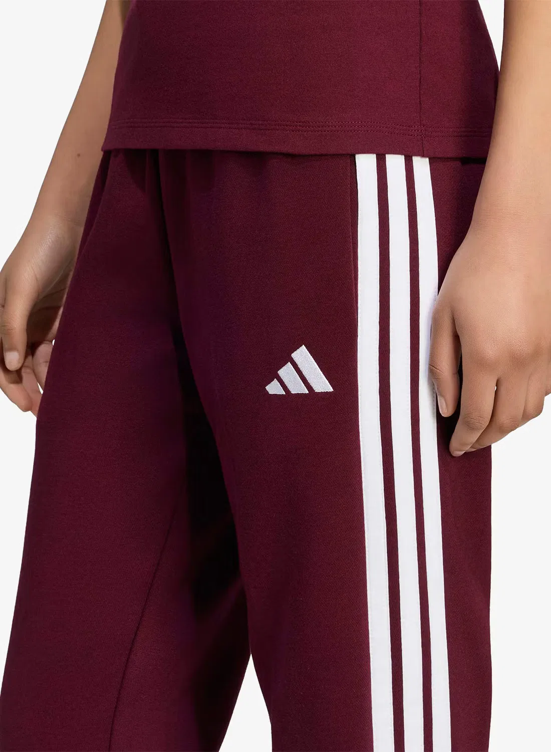 Штаны из флиса с логотипом 3-Stripes Adidas, бордовый — фото 3