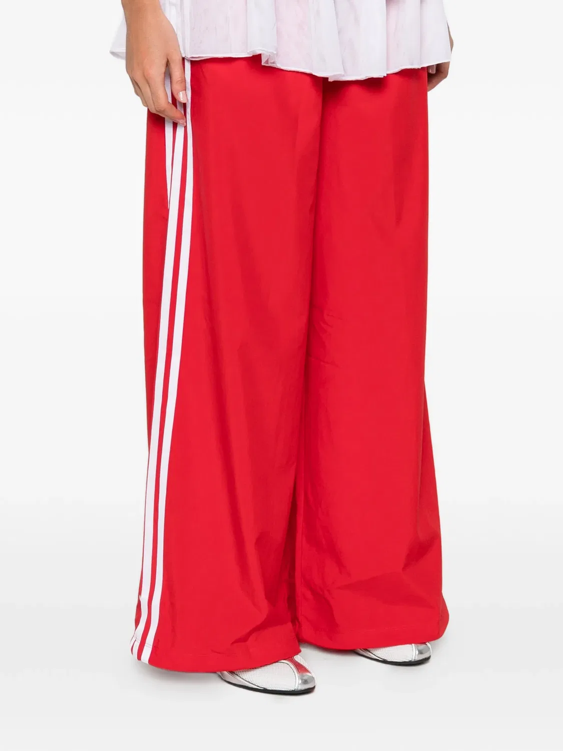 Слоистые полосатые брюки Adidas, красный — фото 4