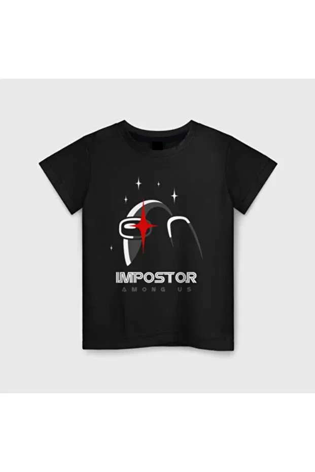 Детская футболка для девочек с принтом Among Us Printed New Model Children's T-Shirt Model171 Galashop, Black