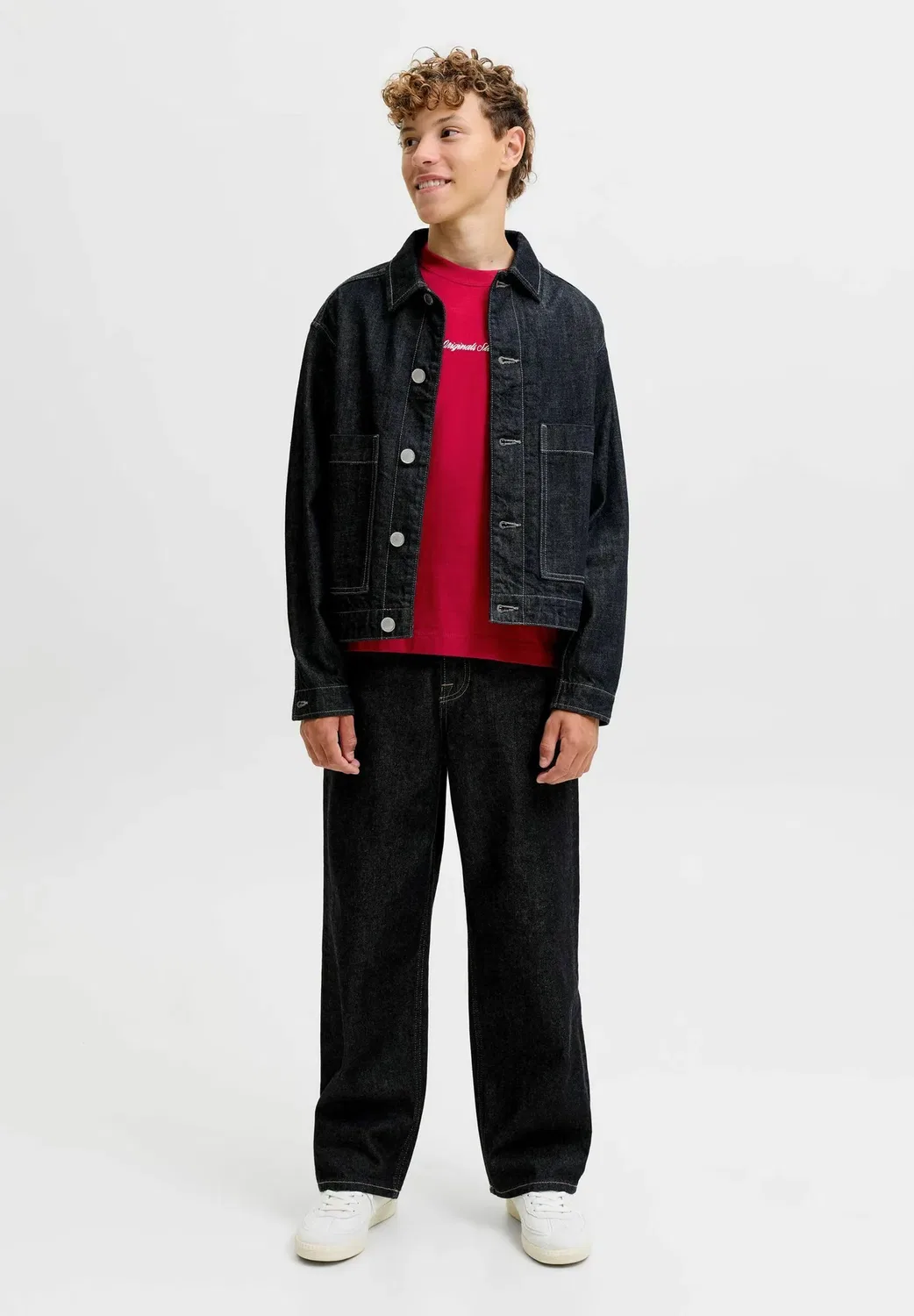 Jornorrebro emb tee ss cn noos jnr - print t-shirt Jack & Jones Junior, Rio Red