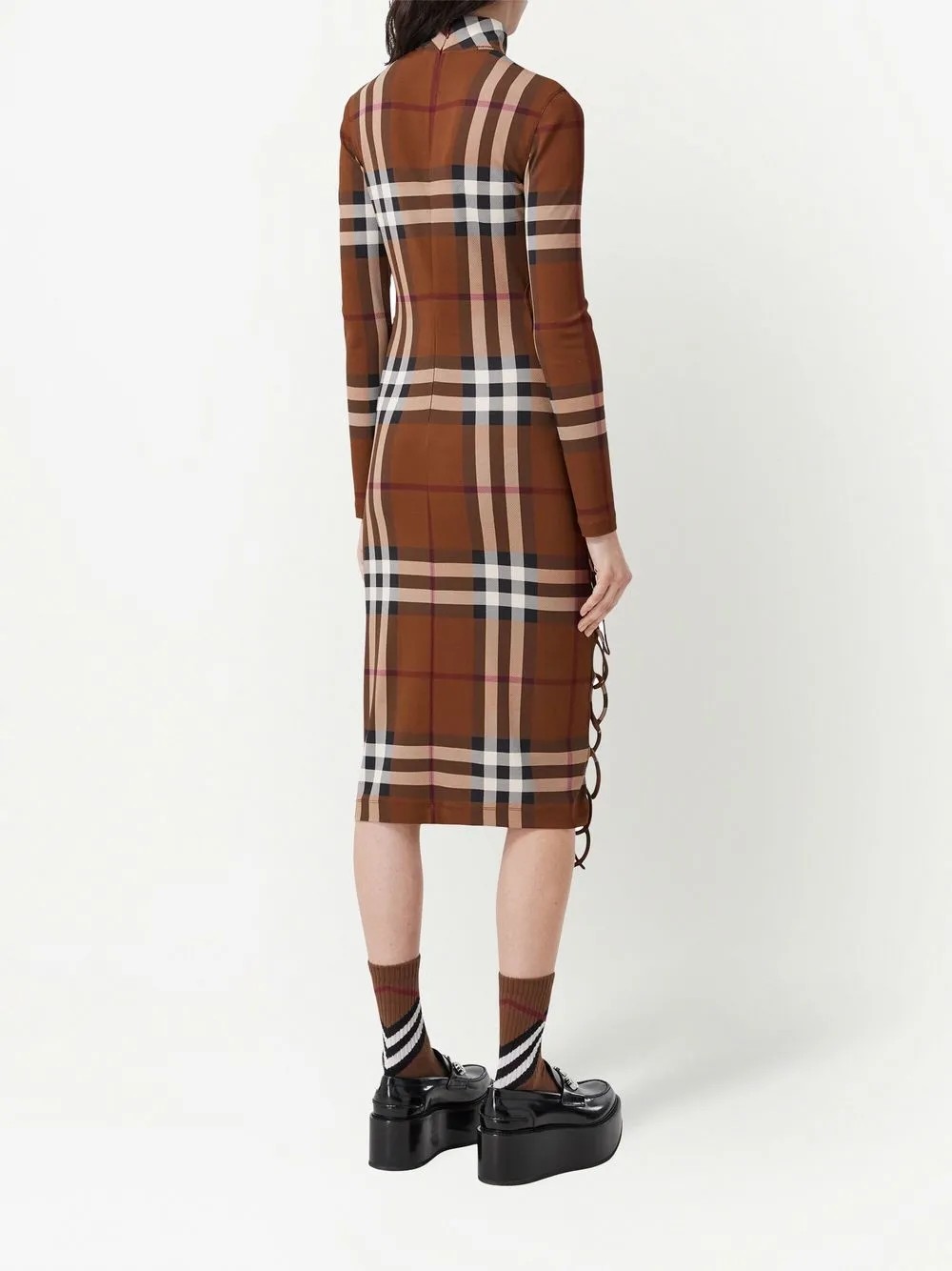 Платье Burberry, миди, клетка, коричневый — фото 2