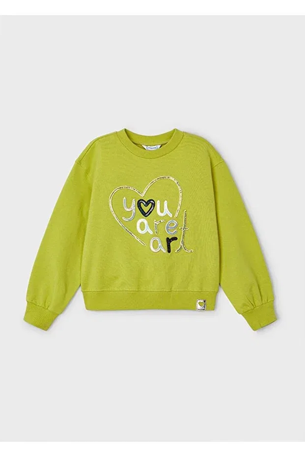 Детские свитшот для девочек с принтом Winter girls' sweatshirt Mayoral, Green — фото 4