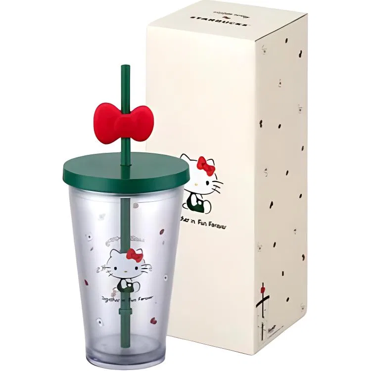 Бутылка для воды прозрачная Starbucks x Hello Kitty, 473 мл, Starbucks, Transparent