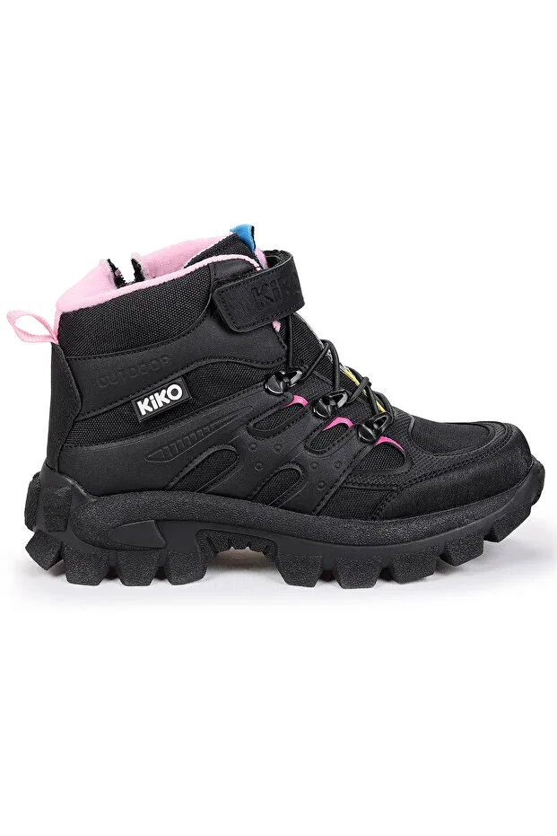 Детские спортивные ботинки для девочек с термостелькой Kiko Kids, Black - Fuchsia — фото 3