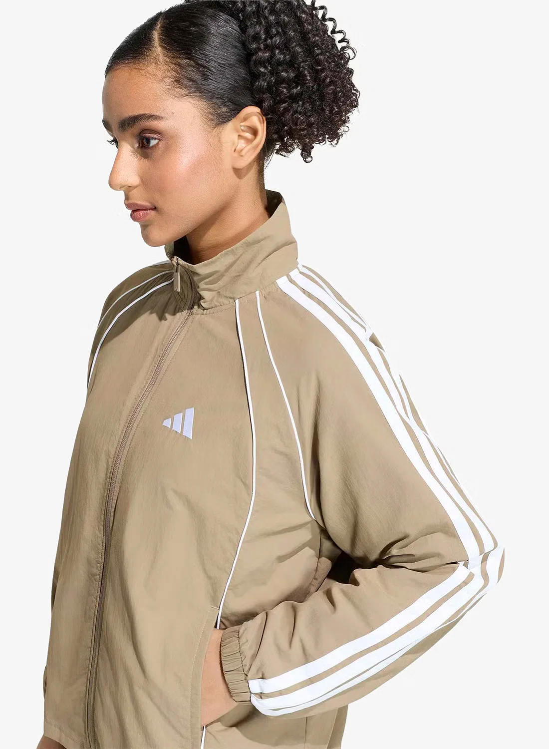 Куртка на молнии с полной застежкой 3-Stripes iconic Adidas, хаки — фото 3
