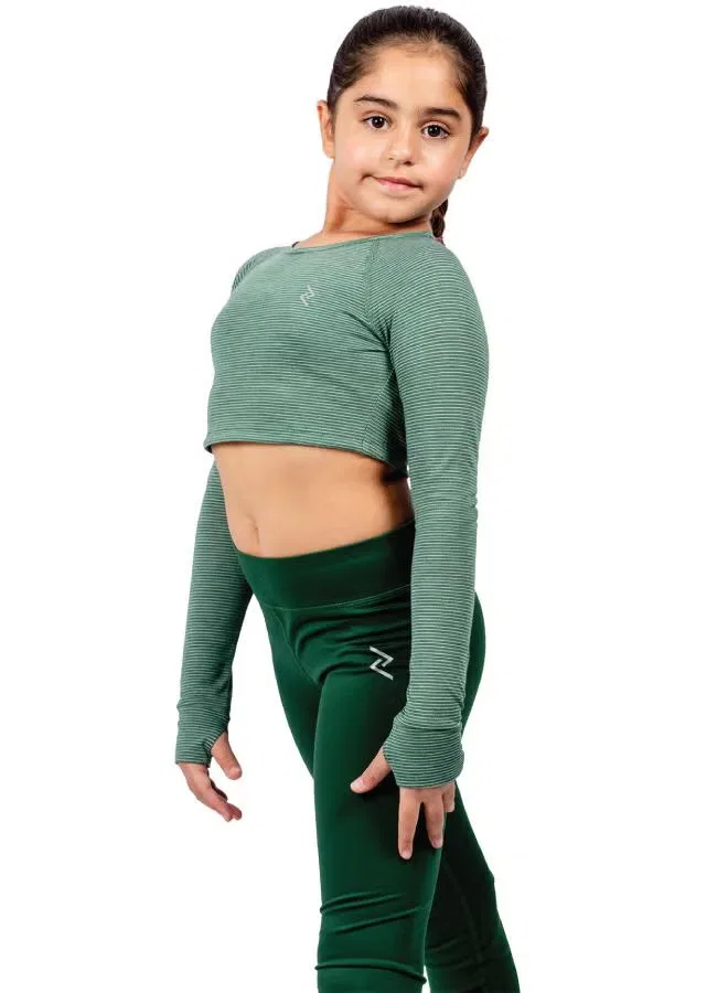Топ с длинным рукавом Girl'S Full Sleeve Crop Top Zaecy, темно-зеленый — фото 3
