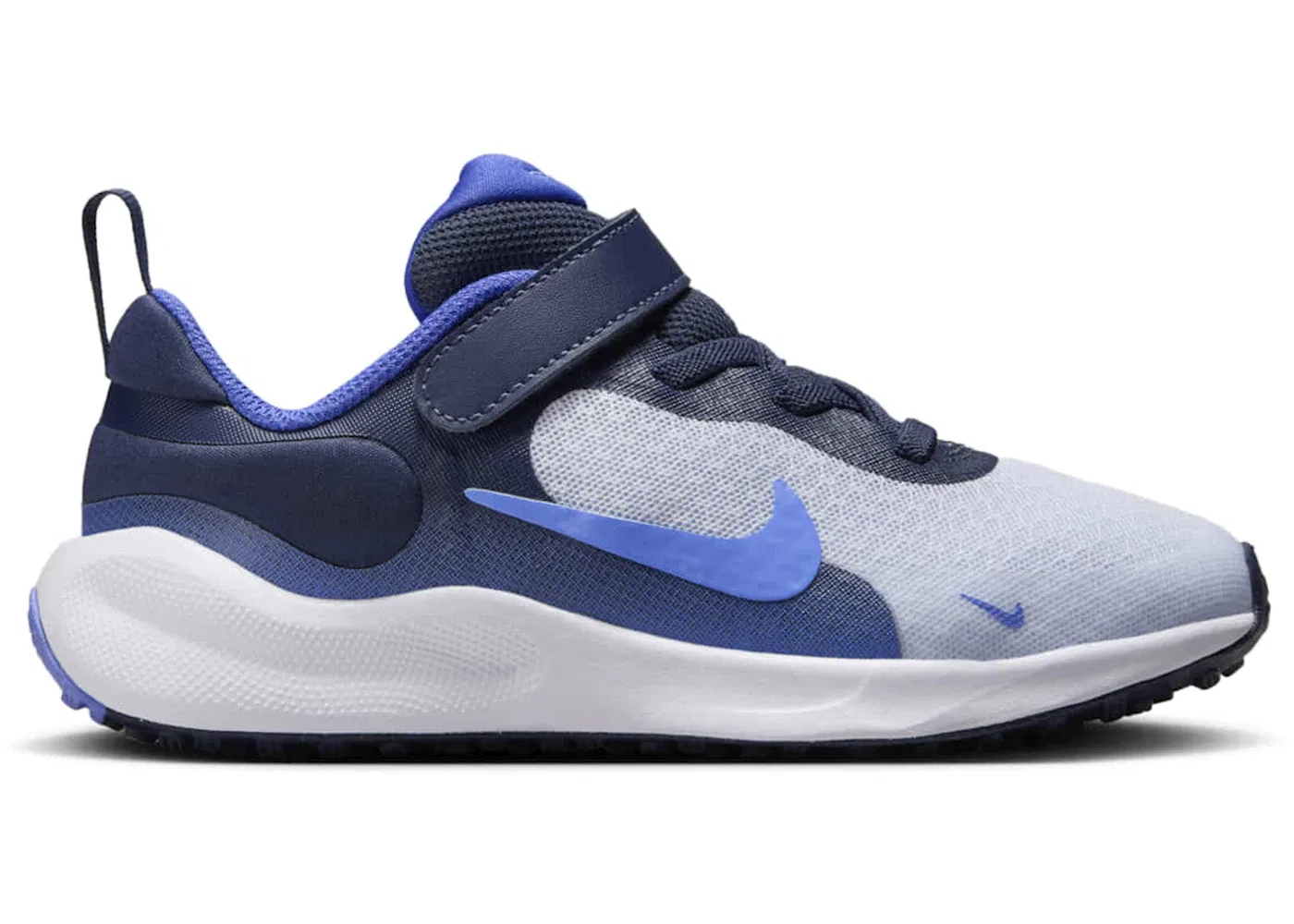 Детские кроссовки для мальчиков с длинным шнурованием Nike Revolution 7 Nike, Football Grey/Thunder Blue/Astronomy Blue/Royal Pulse