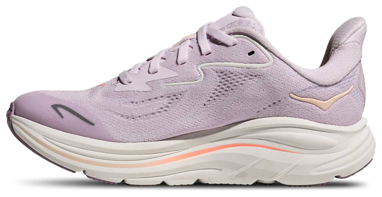 Кроссовки для девочек Clifton 10 HOKA, цвет Lilac Cream/Tangerine Glow — фото 2