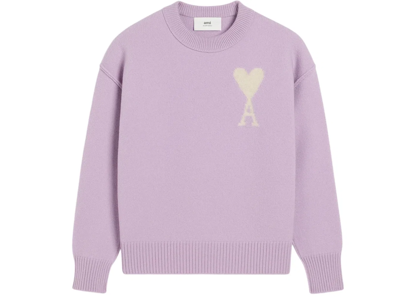 Мужской свитер из мериносовой шерсти с принтом Ami Paris, Lilac Off White