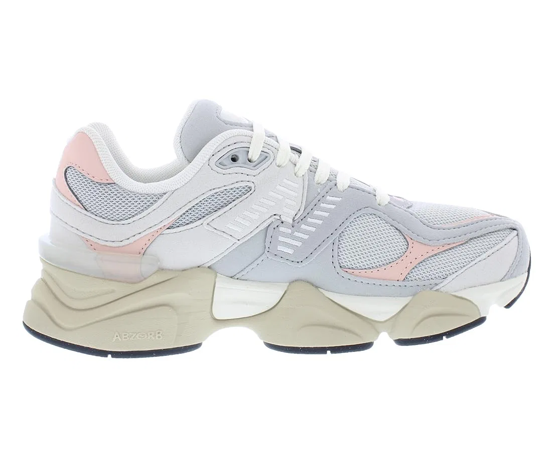 Детские кроссовки для мальчиков с принтом New Balance, Grey Pink Grey — фото 3