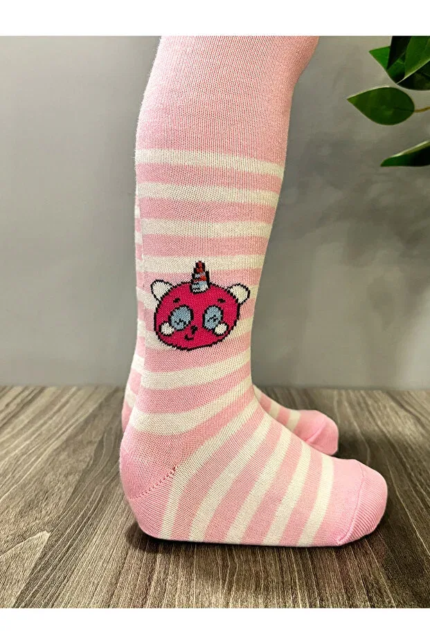 Детские колготки для девочек с принтом Combed cotton baby girl & kids pantyhose bear patterned 1' pair Pink Bunny Gift For Your Baby, Pink