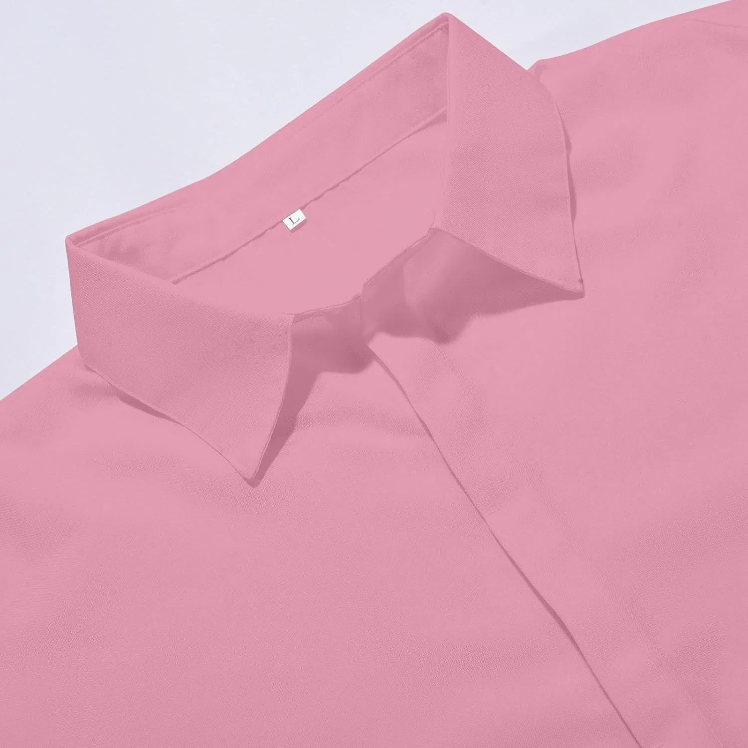Мужская рубашка с коротким рукавом, легкая, на пуговицах, Polyester and cotton, B- Pink — фото 4