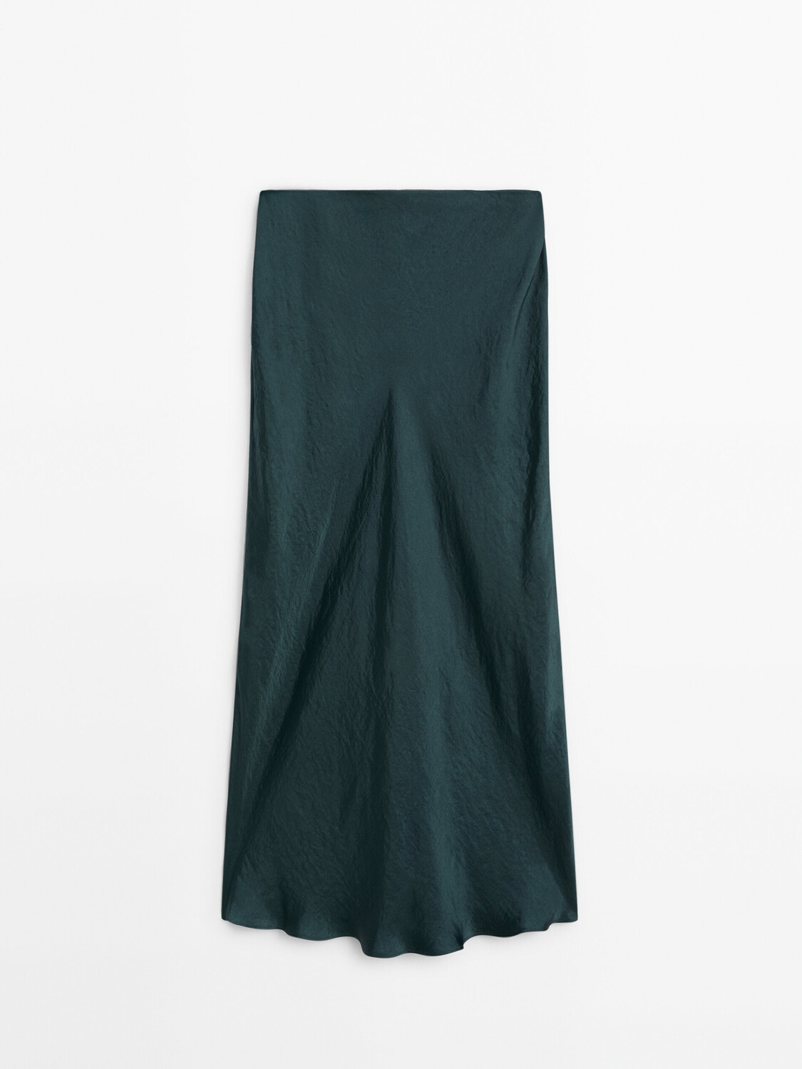 

Атласная юбка миди с мотивом кракле Massimo Dutti, зеленый
