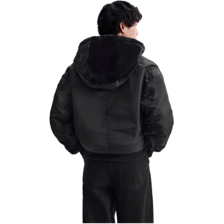 Мужская куртка с капюшоном двусторонняя Black ZARA, Black — фото 4