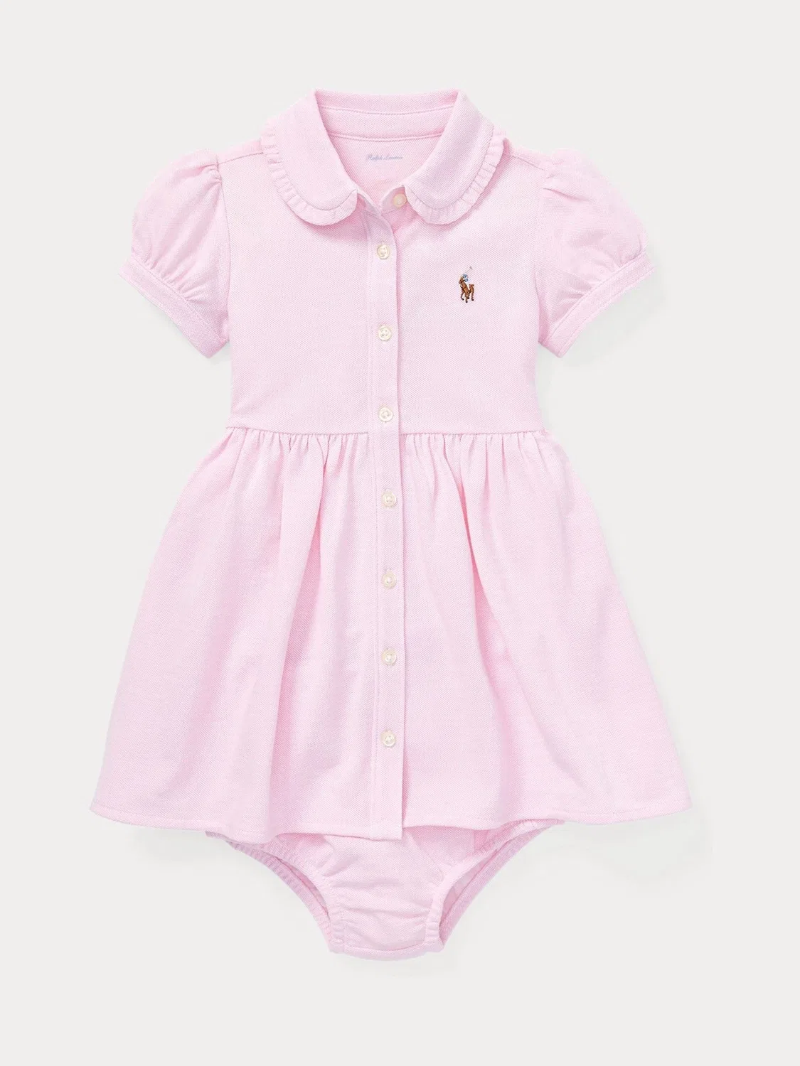 Платье-рубашка Oxford с пышными рукавами и поясом Polo Ralph Lauren, розовый