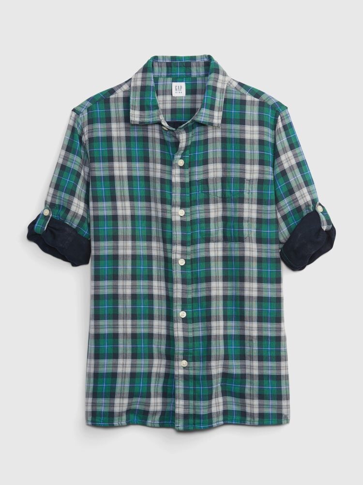 

Детская клетчатая рубашка Gap, зеленый