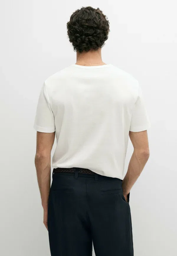 Футболка хлопковая Basic t-shirt Massimo Dutti, белый — фото 3