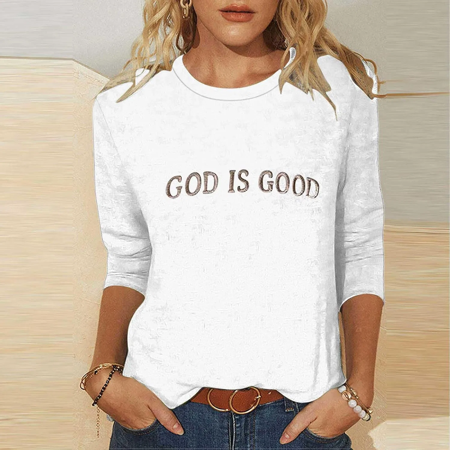 Женская футболка с длинным рукавом God is Good, белый — фото 2