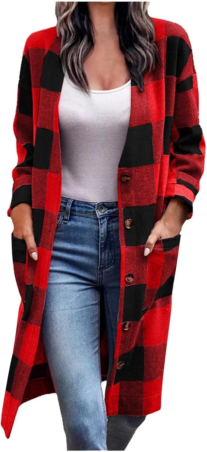 Женский кардиган с принтом, Long Cardigan, красный