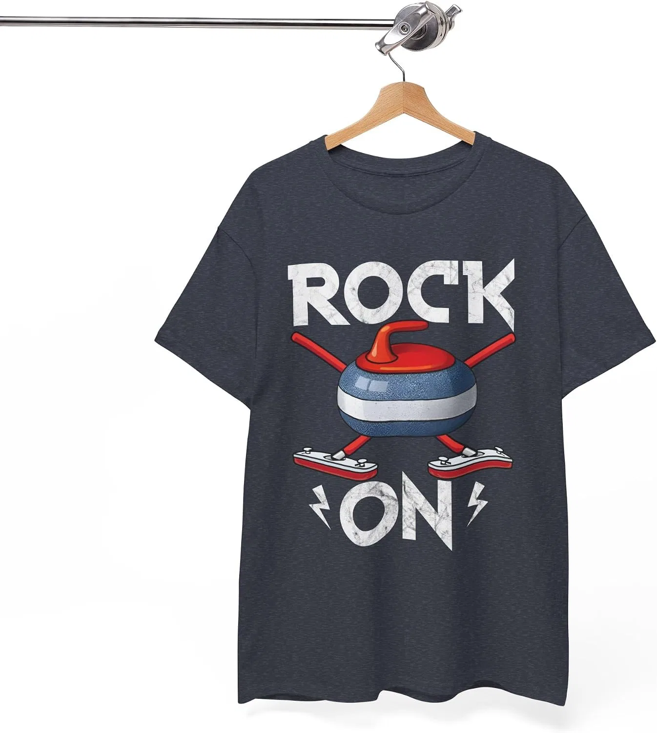 Футболка ретро-дизайн Rock On Gildan 5000, Heather Navy — фото 4