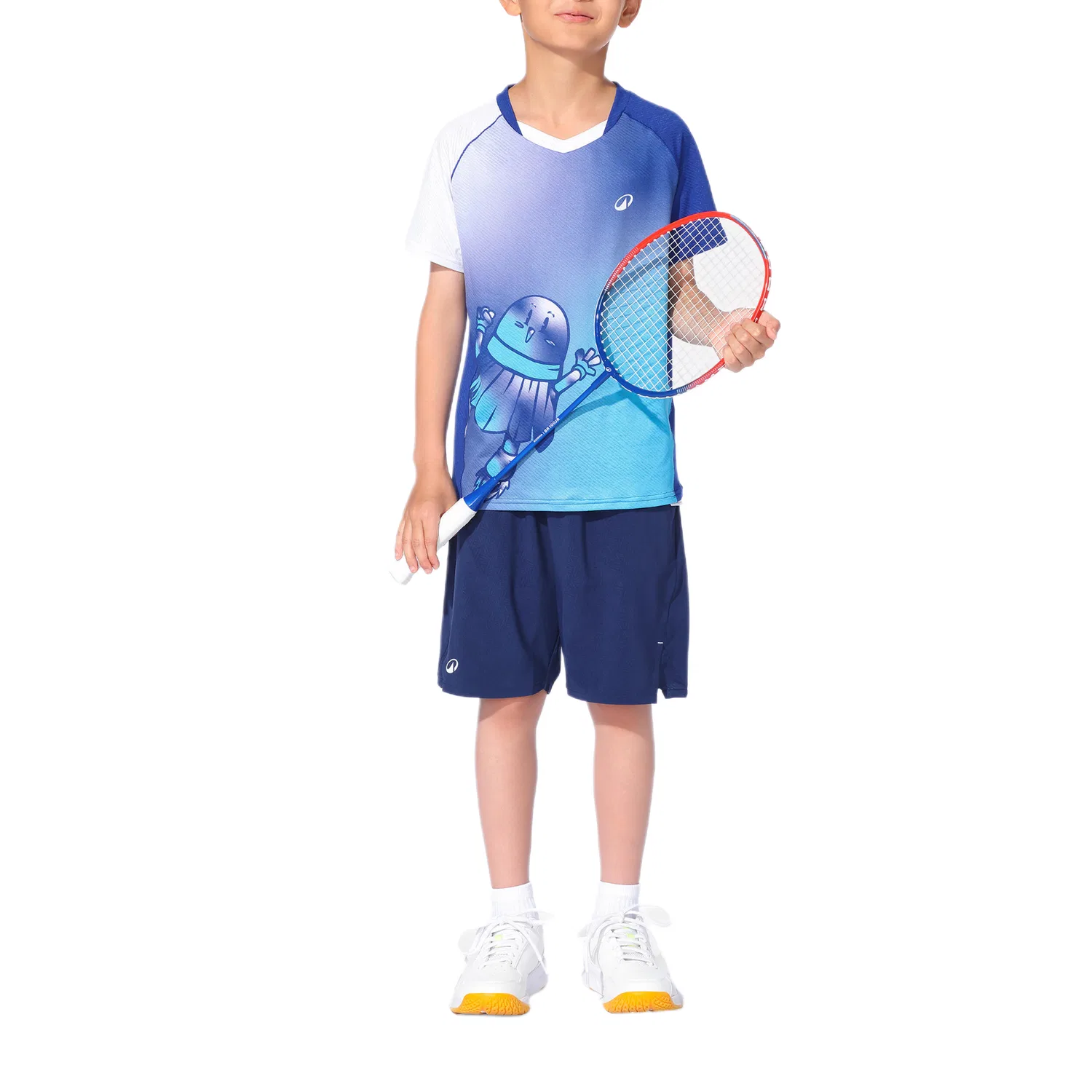 Детская футболка для бадминтона с принтом Badminton T Shirt DECATHLON, Dark Indigo/Royal Blue/Snow — фото 4
