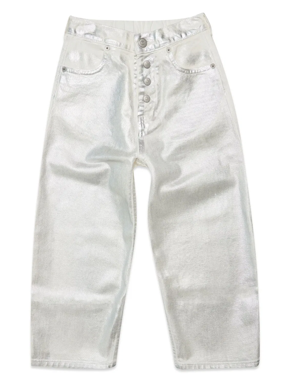 Джинсы прямого кроя с металлическим эффектом MM6 Maison Margiela, нейтральный