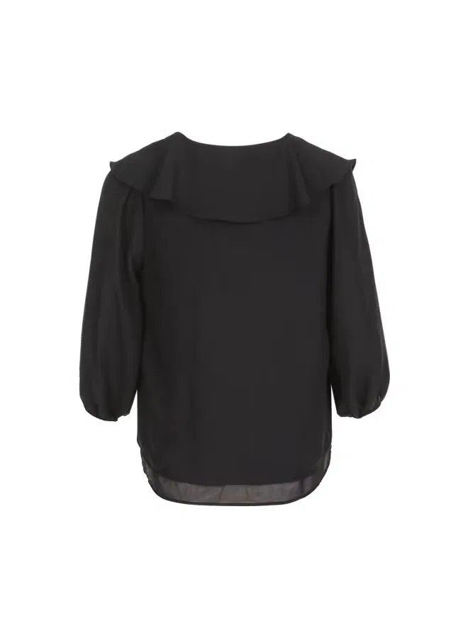 Рубашка минималистичная свободная повседневная Zara, черный — фото 3