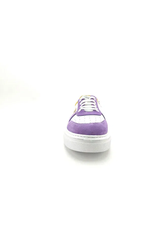 Детские кроссовки для девочек из кожи Ortoplus, Purple - White — фото 3