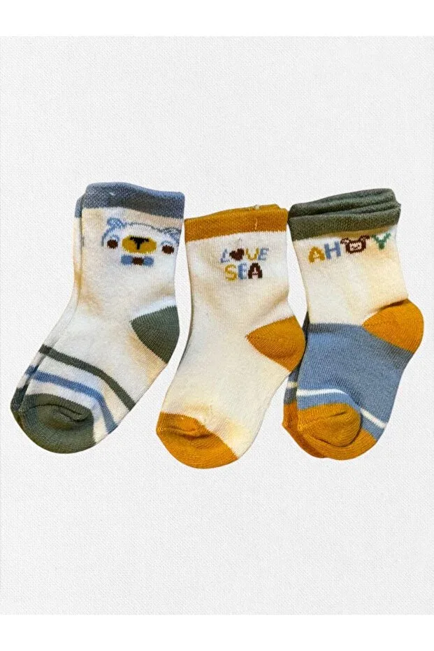 Детские носки для мальчиков хлопковые 3-комплект Teddy Bear Love Sea Fil Kids, White