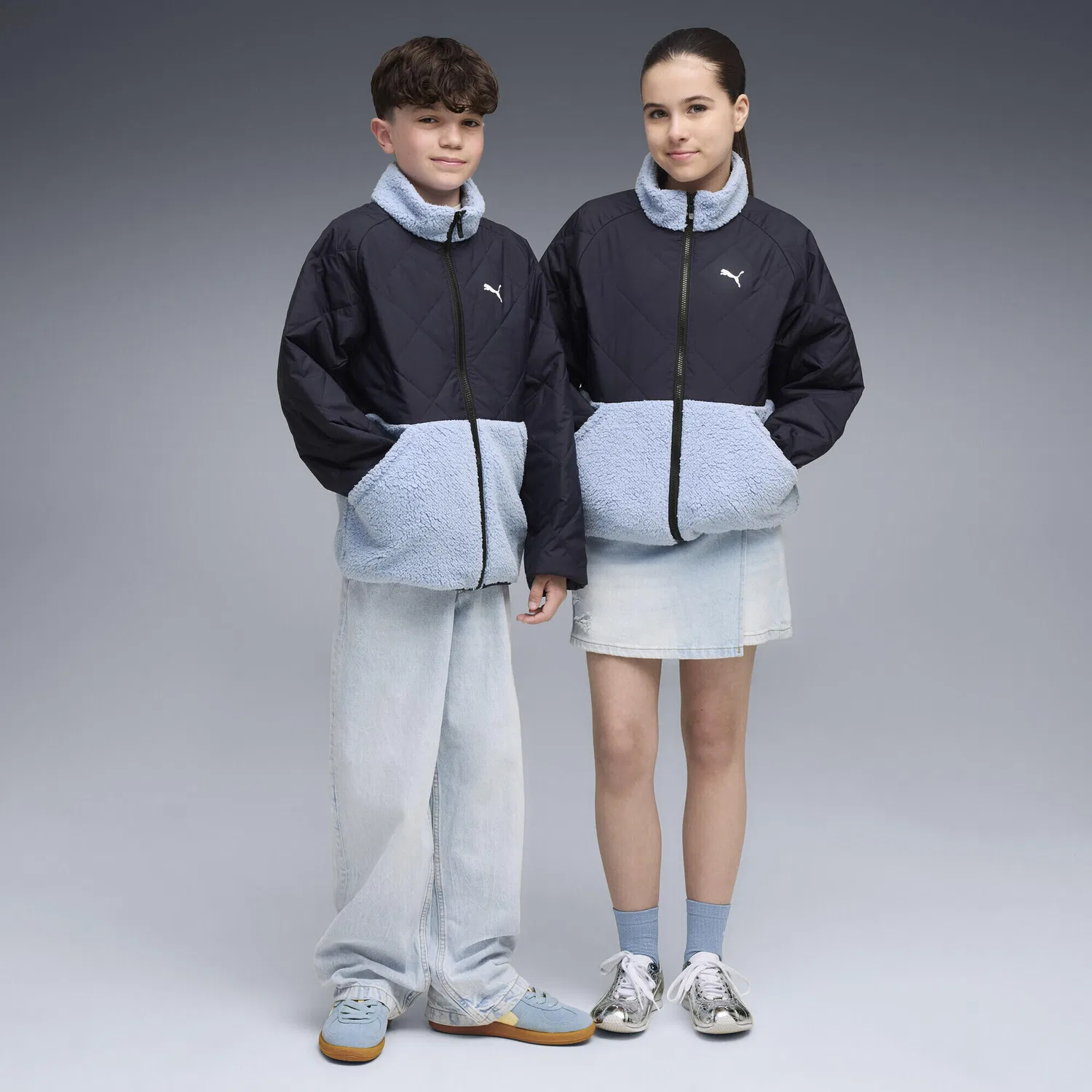 Детское утепленное пальто-стеганая куртка Relaxed Steppjacke Puma, Navyblau — фото 4