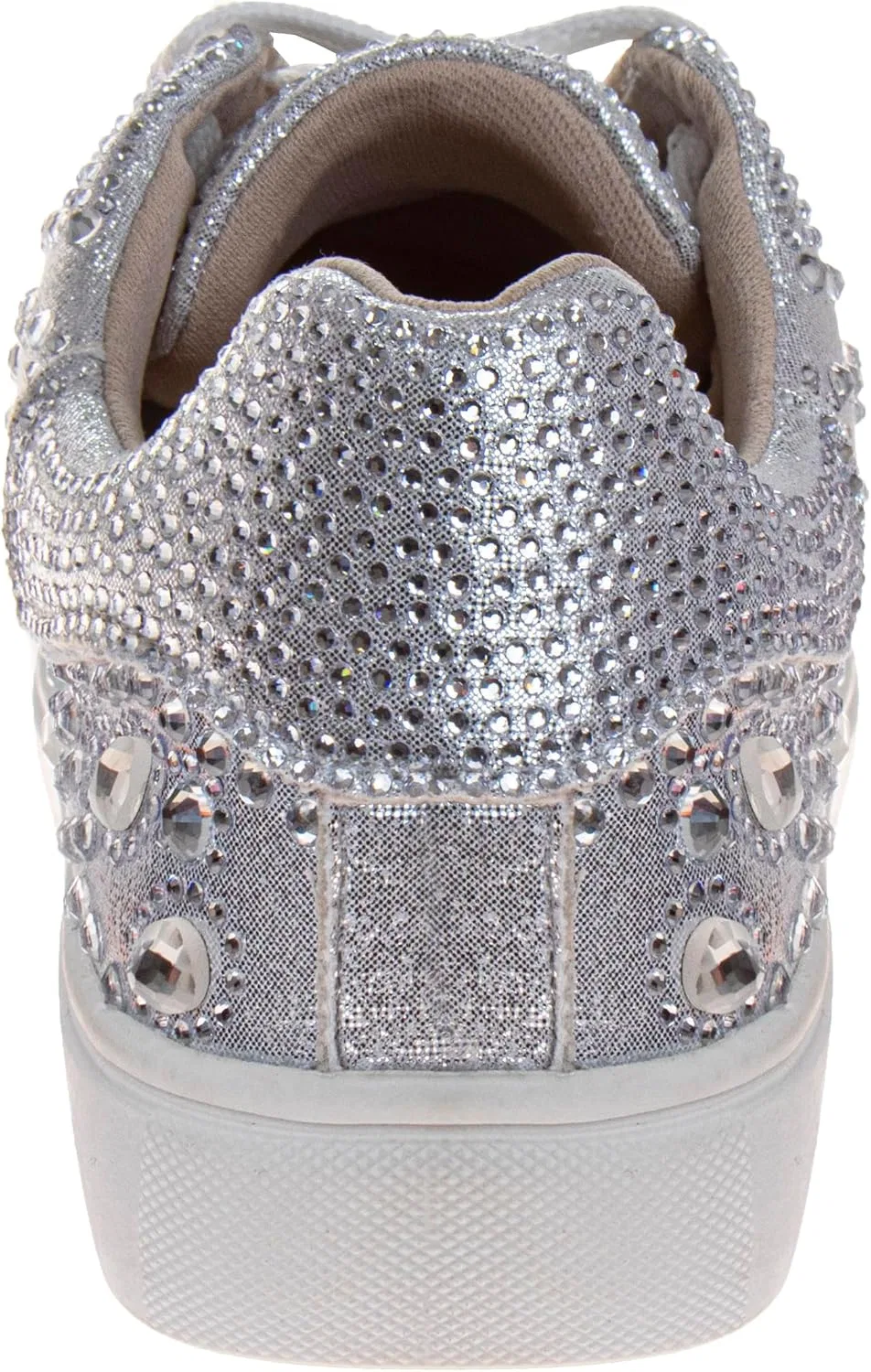 Детские кеды для девочек с блестками Badgley Mischka, White/Silver — фото 4