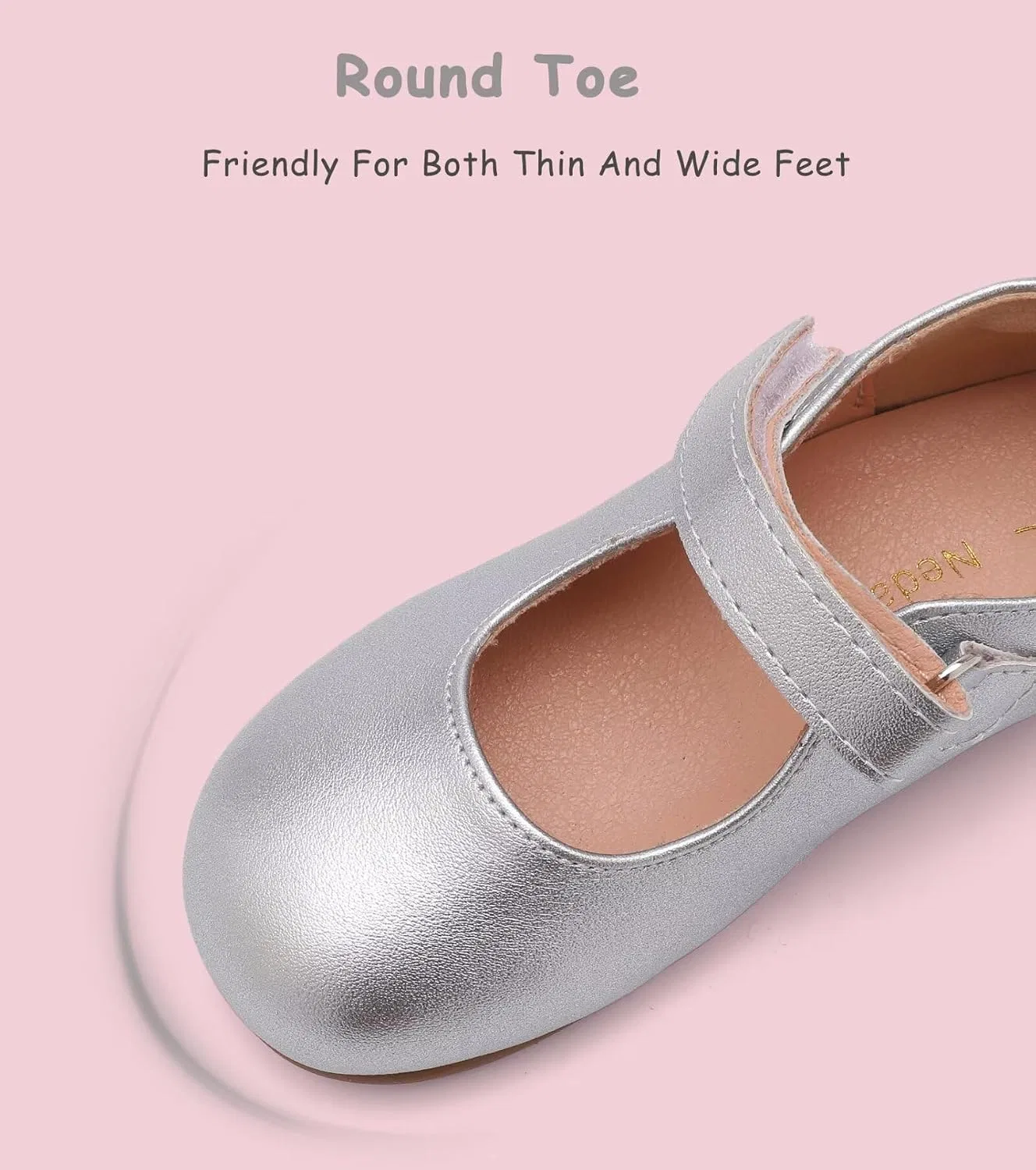 Детские туфли Мэри Джейн для девочек Flower Girl Dress Shoes Mary Janes Flat Nedaan, Silver — фото 3