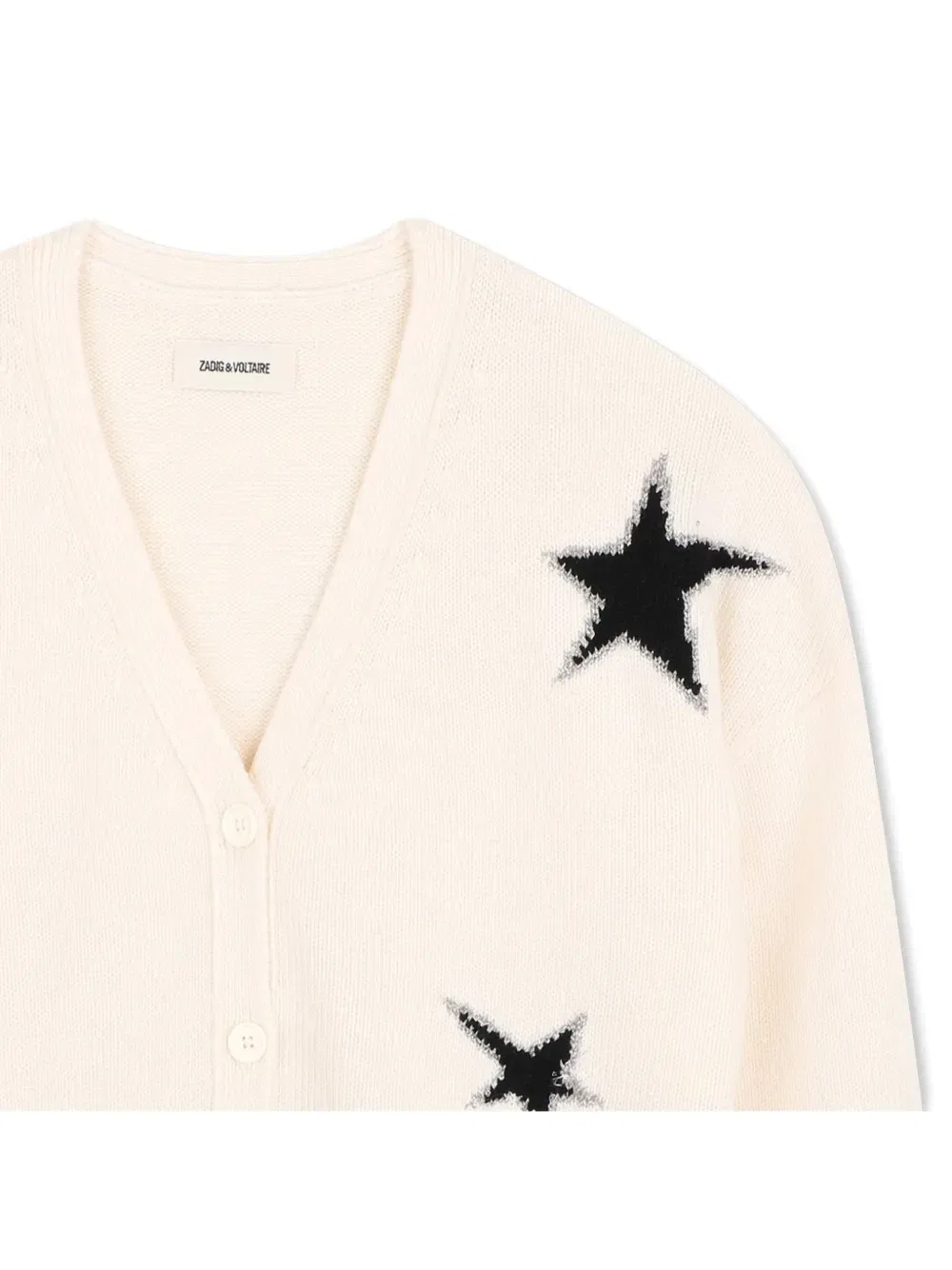 Кардиган с V-образным вырезом и принтом Zadig & Voltaire Kids, бежевый — фото 3