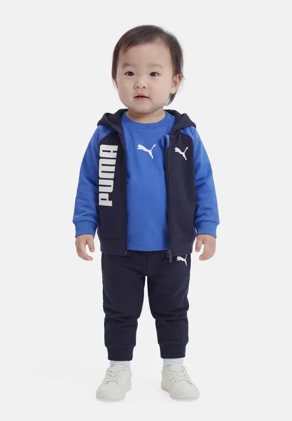 Комплект из худи с капюшоном и брюк с принтом Puma, темно-синий