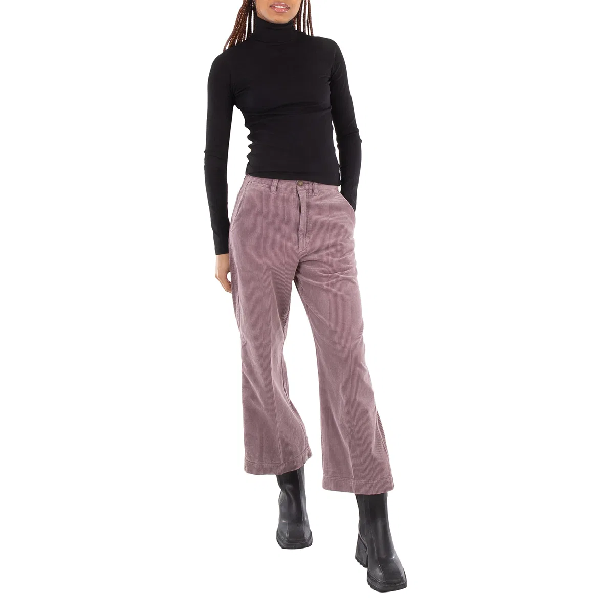 Брюки женские из хлопкового вельвета с высокой посадкой High-Waist Cotton Pants Polo Ralph Lauren, Light Pastel Purple — фото 3