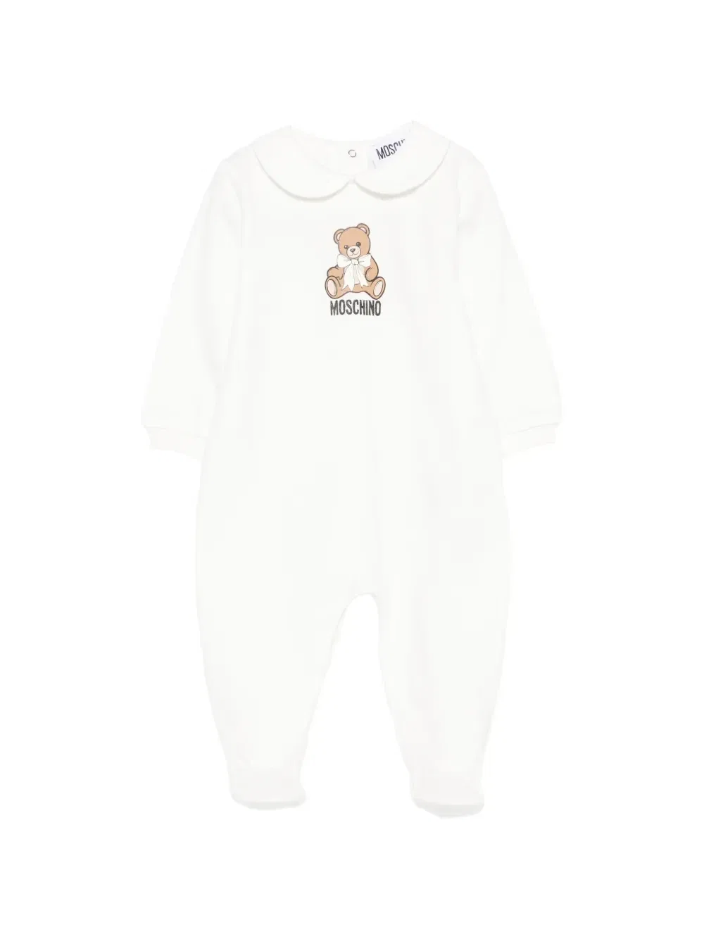 Пижама с воротником Питер Пэн и плюшевым мишкой Moschino Kids, белый