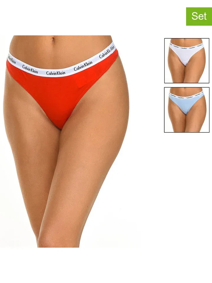 Женские стринги набор Calvin Klein, Rot/White/Hellblau