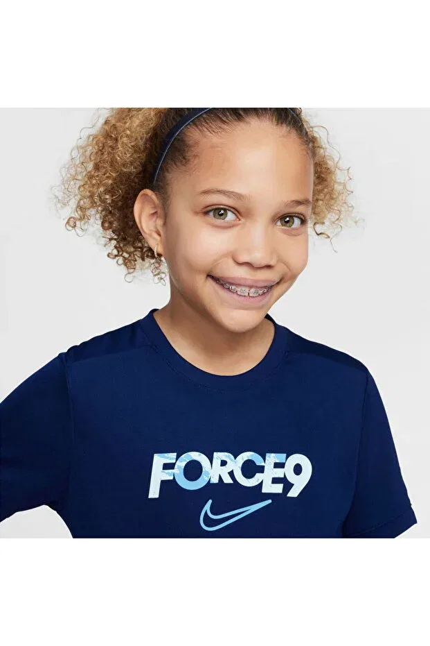 Детская футболка для девочек с коротким рукавом Erling Haaland Dri-Fit Academy 25 Top SS Kids Nike, Navy Blue — фото 3