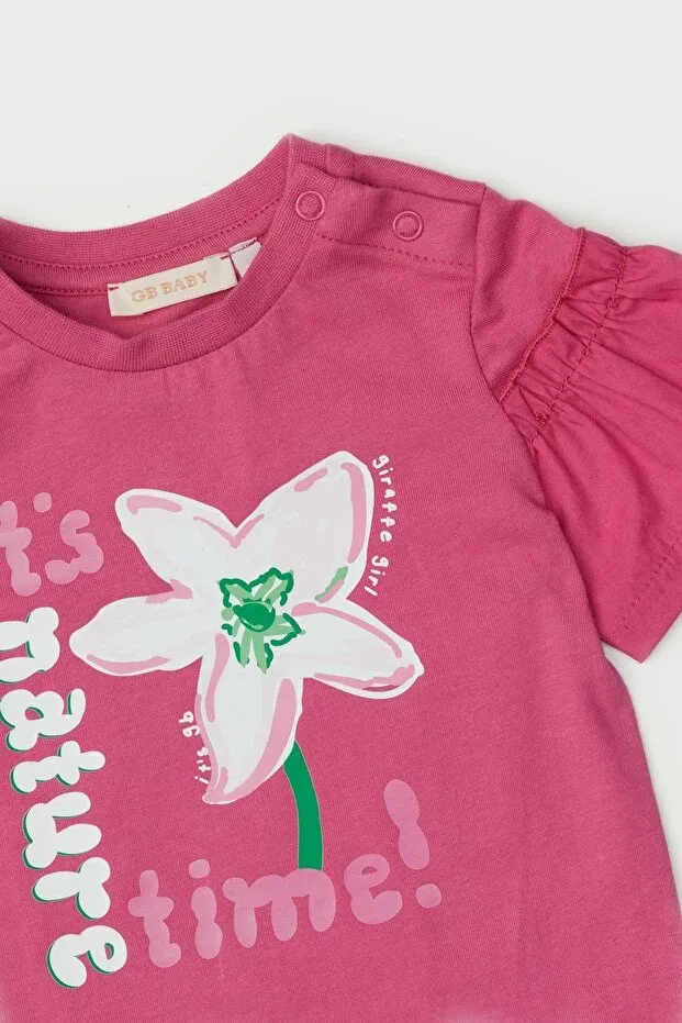 Детская футболка для девочек с принтом Gb Baby, Pink — фото 3